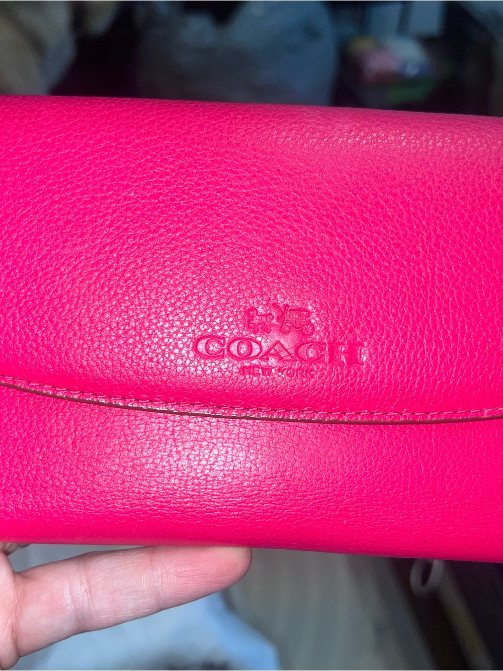 COACH Hot Pink Pebbled Leather Wallet Clutch